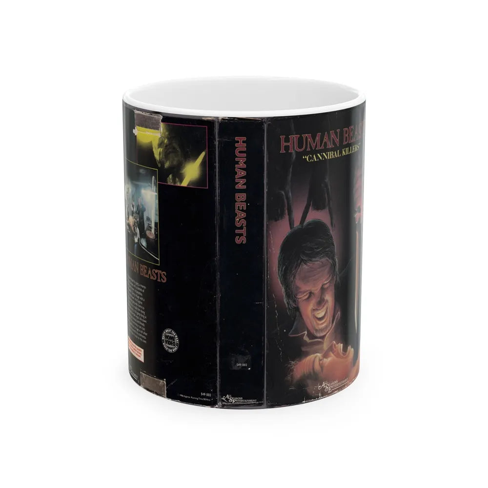 HUMAN BEASTS CANNIBAL KILLERS (VHS COVER) - White Coffee Mug-11oz-Go Mug Yourself