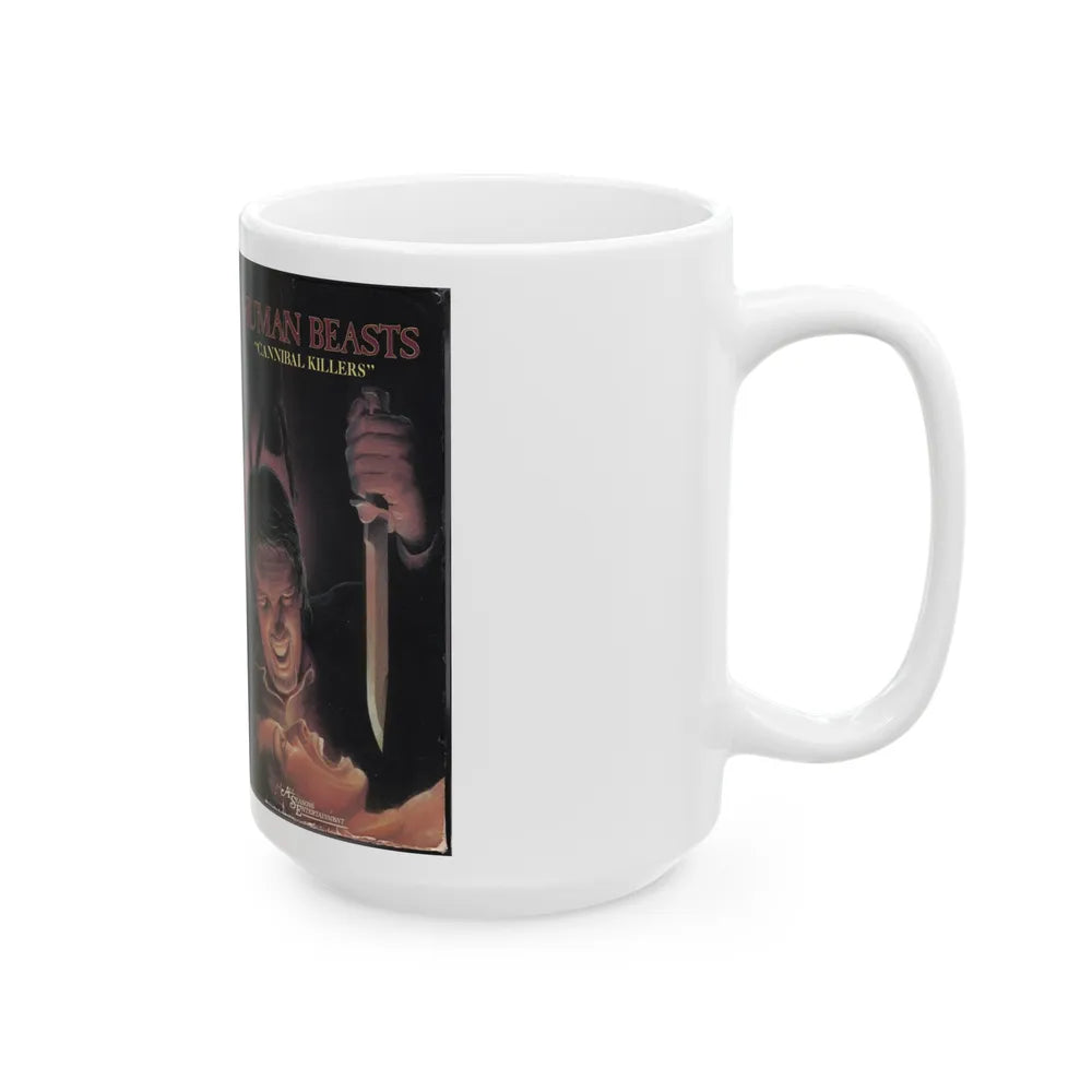 HUMAN BEASTS CANNIBAL KILLERS (VHS COVER) - White Coffee Mug-Go Mug Yourself