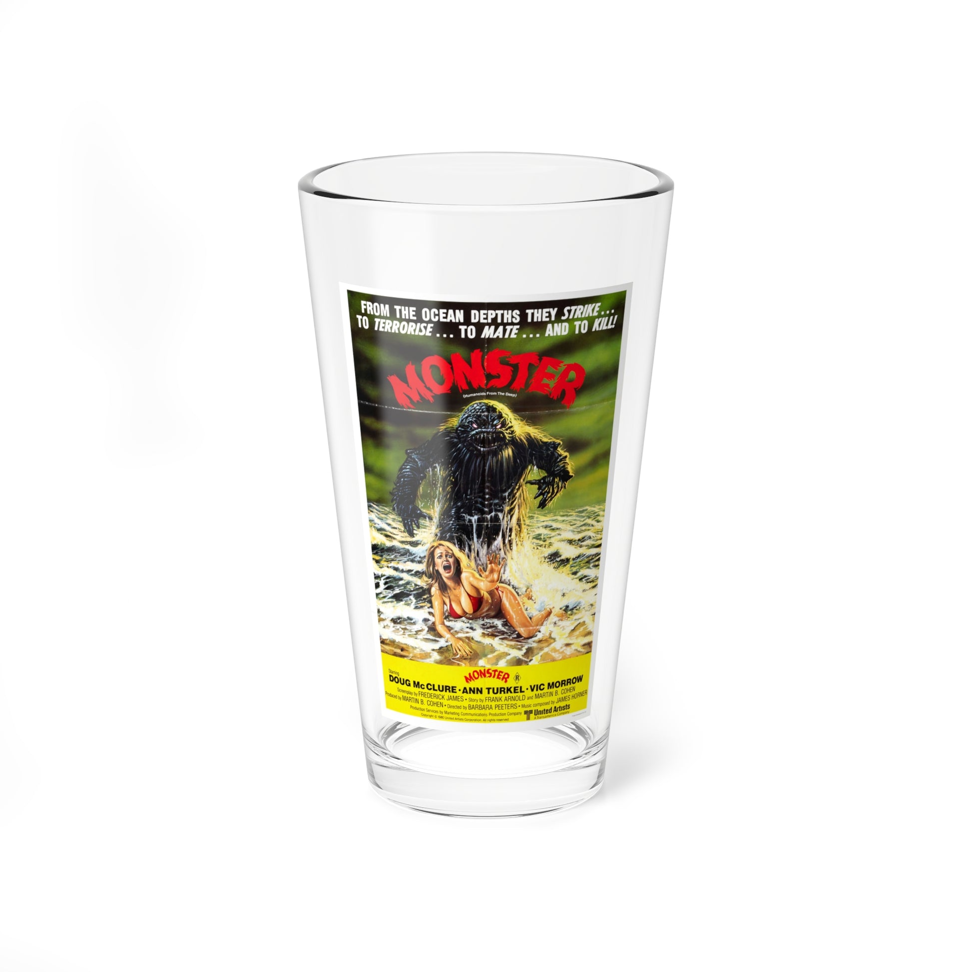 HUMANOIDS FROM THE DEEP (MONSTER) 1980 Movie Poster - Pint Glass 16oz-16oz-Go Mug Yourself