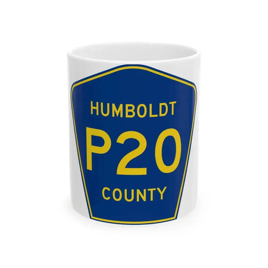Humboldt County Route P20 IA (Iowa) (Road Sign) White Coffee Mug 11oz - Go Mug Yourself