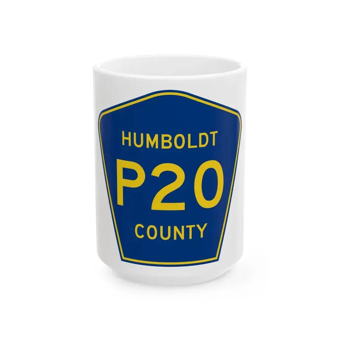 Humboldt County Route P20 IA (Iowa) (Road Sign) White Coffee Mug 15oz - Go Mug Yourself