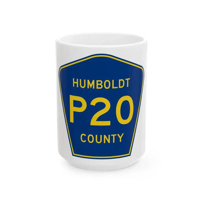 Humboldt County Route P20 IA (Iowa) (Road Sign) White Coffee Mug 15oz - Go Mug Yourself