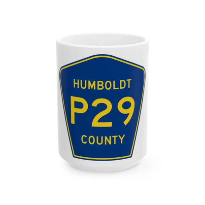 Humboldt County Route P29 IA (Iowa) (Road Sign) White Coffee Mug 15oz - Go Mug Yourself