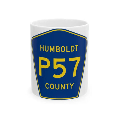 Humboldt County Route P57 IA (Iowa) (Road Sign) White Coffee Mug 11oz - Go Mug Yourself