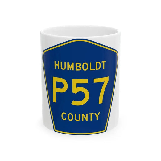 Humboldt County Route P57 IA (Iowa) (Road Sign) White Coffee Mug 11oz - Go Mug Yourself