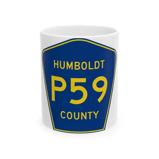 Humboldt County Route P59 IA (Iowa) (Road Sign) White Coffee Mug 11oz - Go Mug Yourself