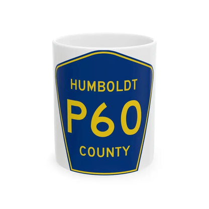 Humboldt County Route P60 IA (Iowa) (Road Sign) White Coffee Mug 11oz - Go Mug Yourself