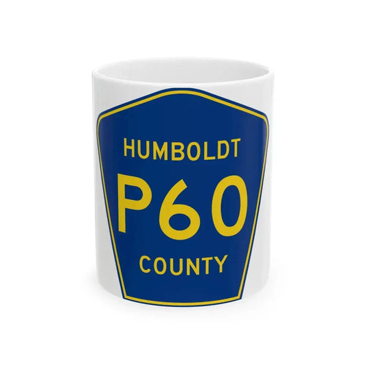 Humboldt County Route P60 IA (Iowa) (Road Sign) White Coffee Mug 11oz - Go Mug Yourself