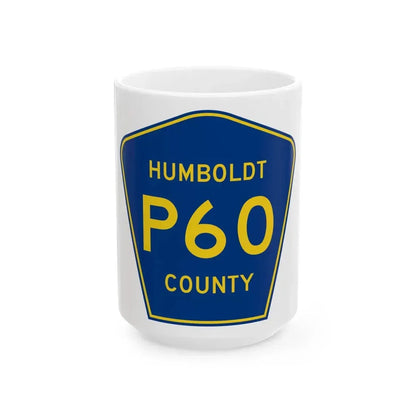 Humboldt County Route P60 IA (Iowa) (Road Sign) White Coffee Mug 15oz - Go Mug Yourself