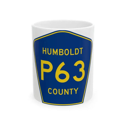 Humboldt County Route P63 IA (Iowa) (Road Sign) White Coffee Mug 11oz - Go Mug Yourself