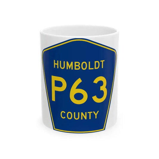Humboldt County Route P63 IA (Iowa) (Road Sign) White Coffee Mug 11oz - Go Mug Yourself