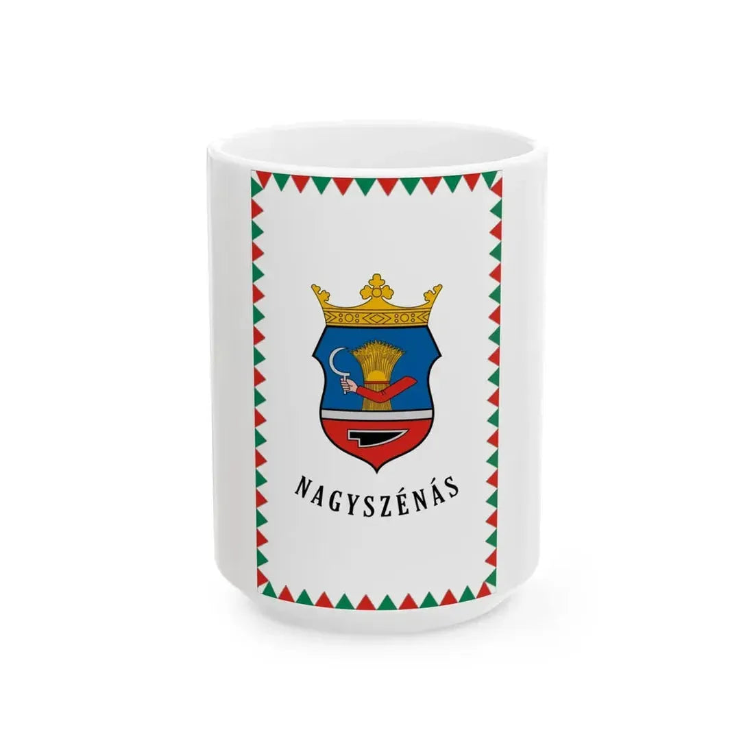 HUN Nagyszenas zaszlo (Hungary) White Coffee Mug 15oz - Go Mug Yourself