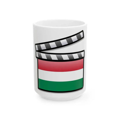 Hungary film clapperboard (Hungary) White Coffee Mug 15oz - Go Mug Yourself