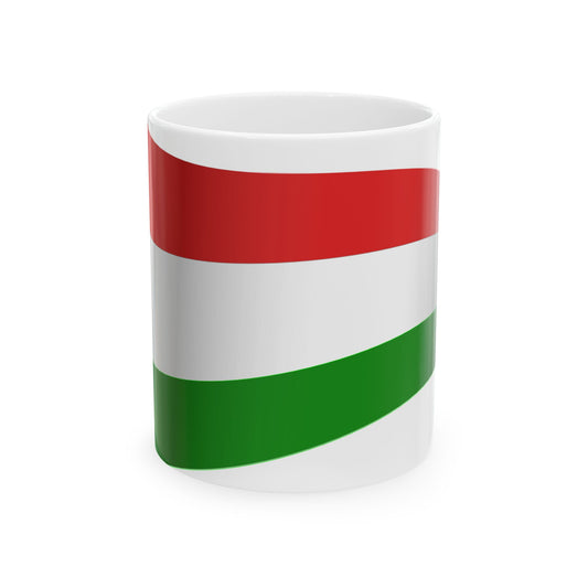 Hungary Flag - iconic waving (Hungary) White Coffee Mug-11oz-Go Mug Yourself