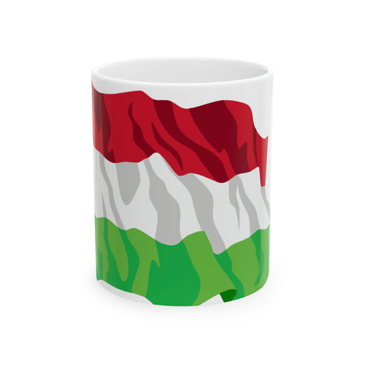 Hungary flag waving icon (Hungary) White Coffee Mug-11oz-Go Mug Yourself