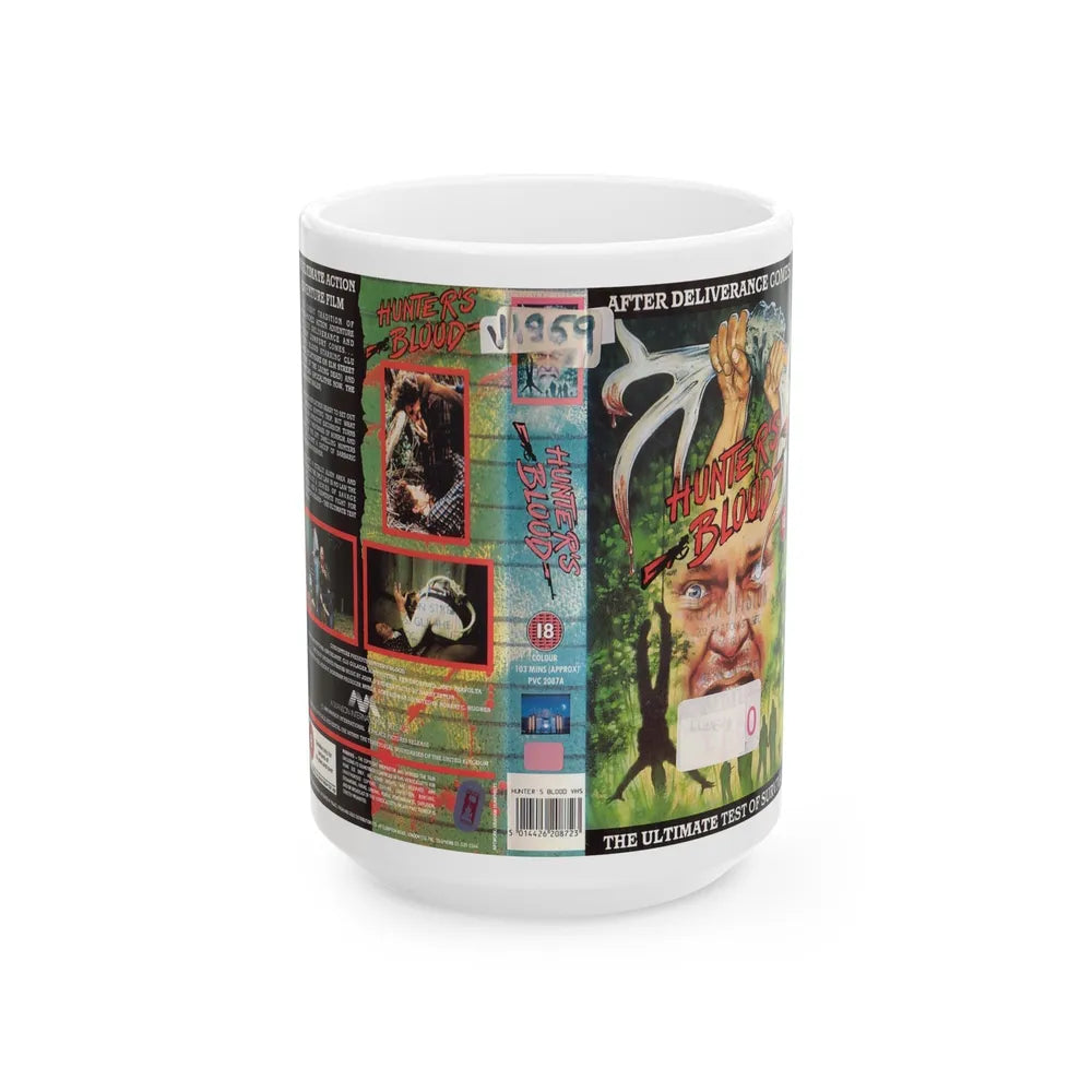 HUNTERS BLOOD (VHS COVER) - White Coffee Mug-15oz-Go Mug Yourself