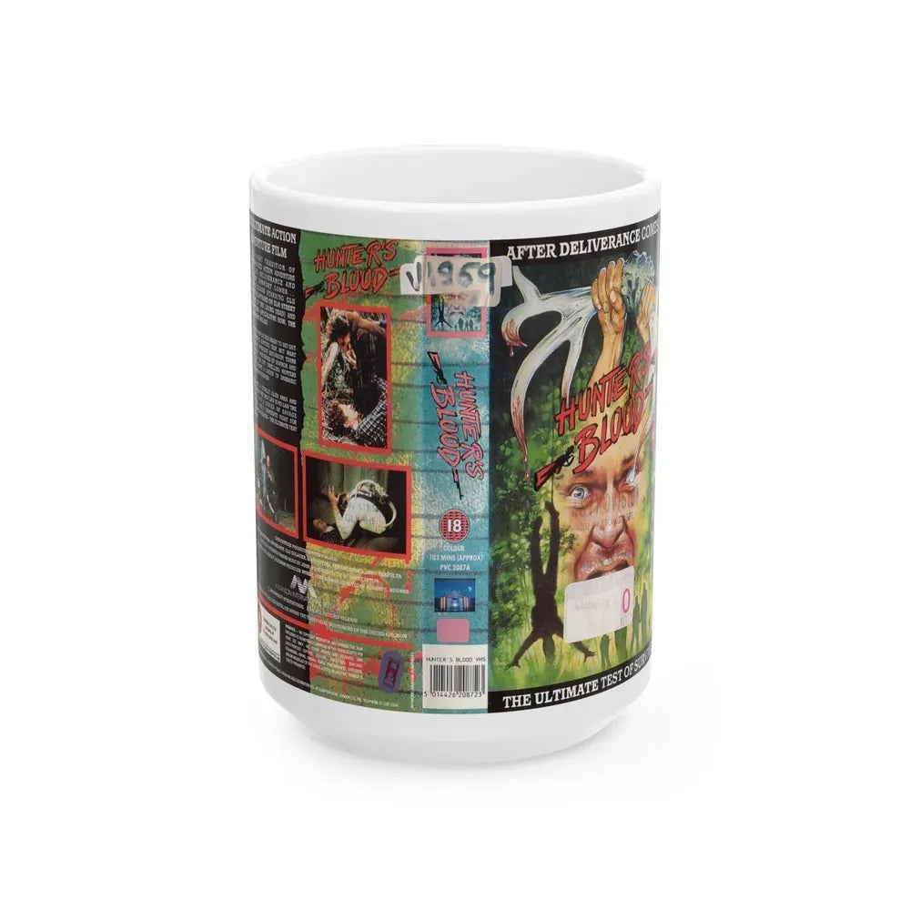 HUNTERS BLOOD (VHS COVER) - White Coffee Mug 15oz - Go Mug Yourself