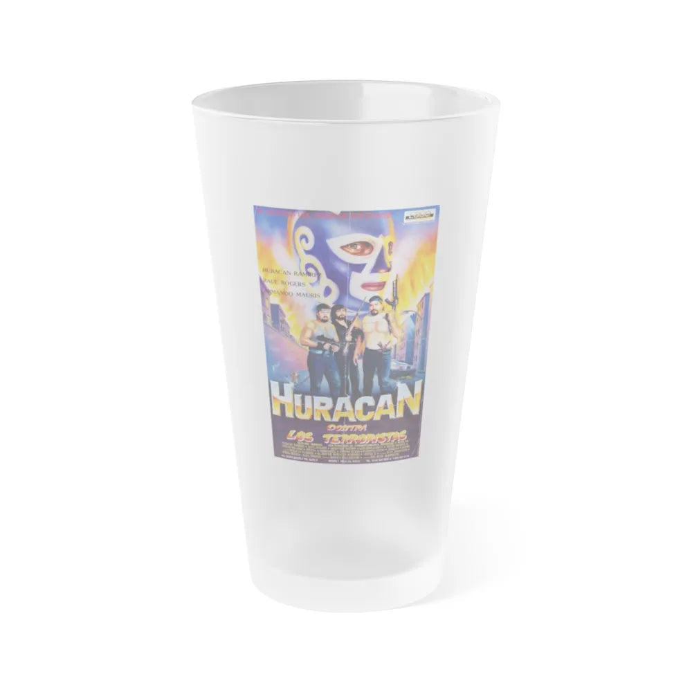 HURACAN VS THE TERRORISTS 1989 Movie Poster - Frosted Pint Glass 16oz-16oz-Frosted-Go Mug Yourself