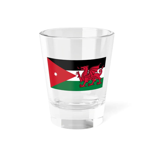 Hybrid Flag of Jordan and Wales (United Kingdom) Shot Glass 1.5oz 1.5oz - Go Mug Yourself
