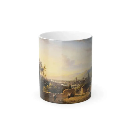 Hyppolyte Sebron (1801-1879) A VIEW OF FLORENCE TAKEN FROM SAN MINIATO AL MONTE - oil on canvas 1842 - Color Changing Mug 11oz 11oz - Go Mug Yourself