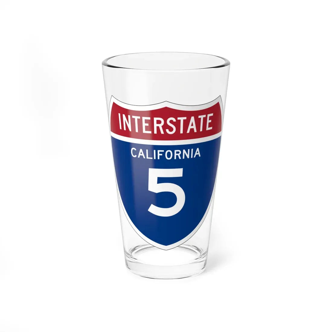 I-00 1957 template (California) (Road Sign) Pint Glass 16oz 16oz - Go Mug Yourself