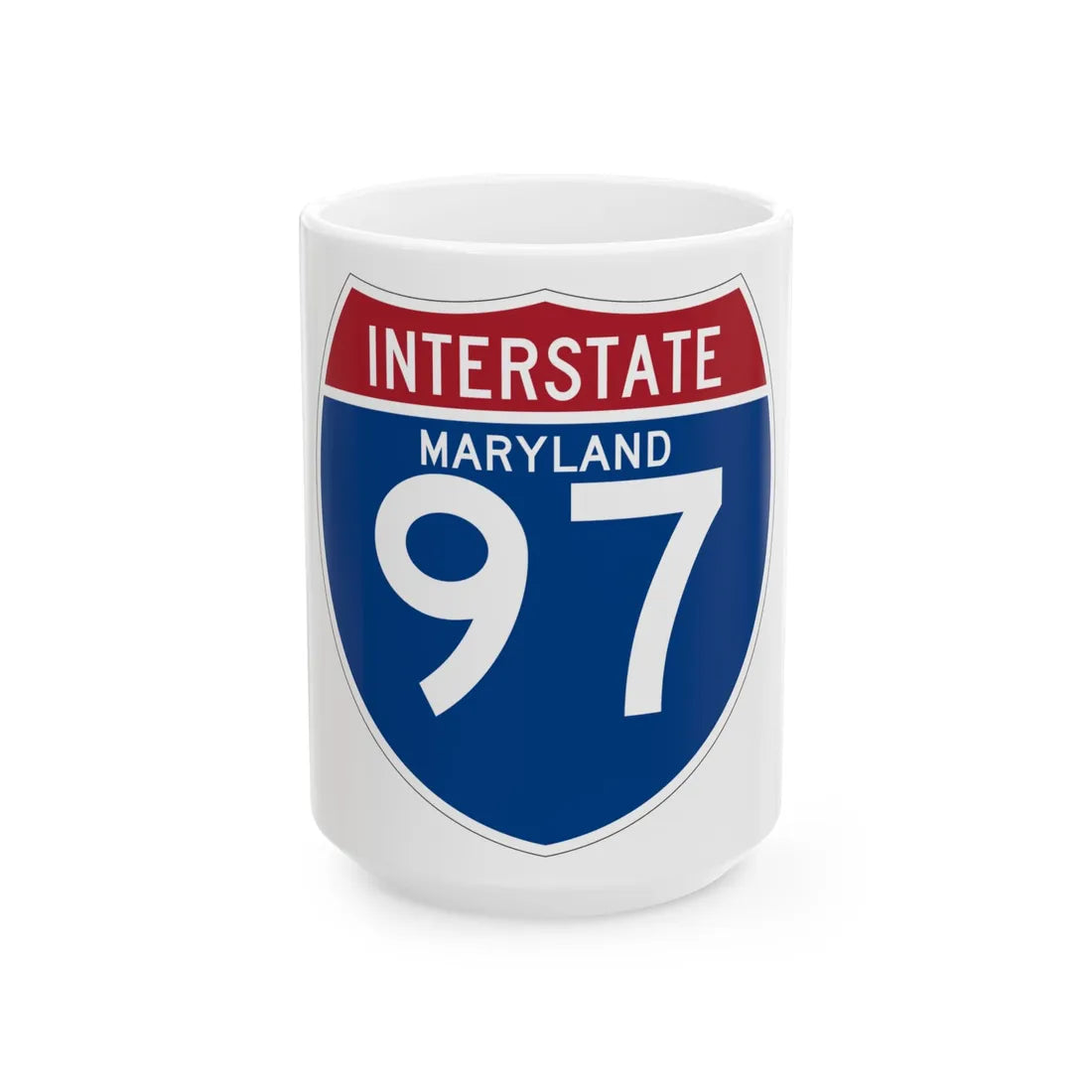 I-00 state template (Maryland) (Road Sign) White Coffee Mug 15oz - Go Mug Yourself