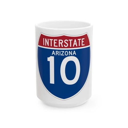 I-10 AZ (Arizona) (Road Sign) White Coffee Mug 15oz - Go Mug Yourself