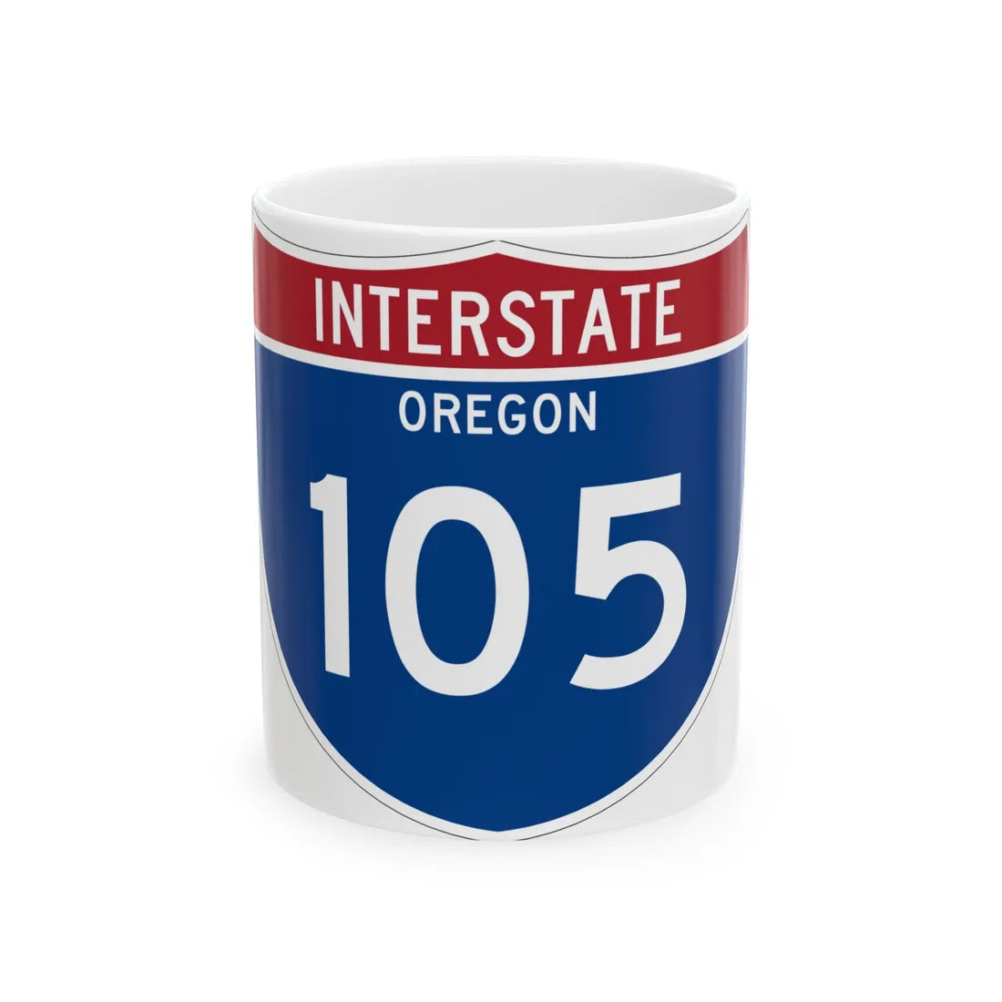 I-105 OR Metric (Oregon) (Road Sign) White Coffee Mug 11oz - Go Mug Yourself