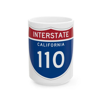 I-110 CA (California) (Road Sign) White Coffee Mug 15oz - Go Mug Yourself