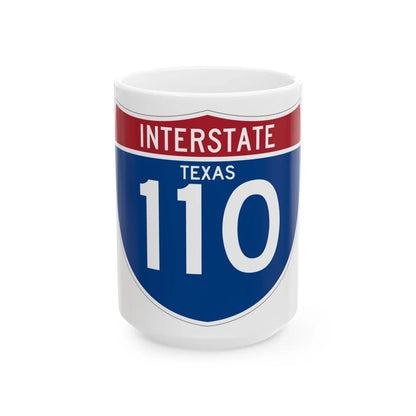 I-110 TX (Texas) (Road Sign) White Coffee Mug 15oz - Go Mug Yourself