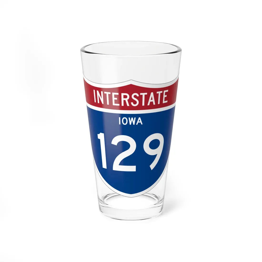 I-129 IA 1961 (Iowa) (Road Sign) Pint Glass 16oz 16oz - Go Mug Yourself
