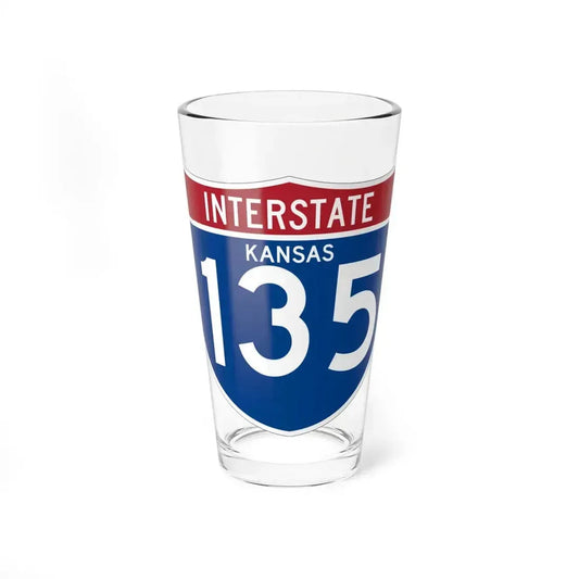I-135 KS (Kansas) (Road Sign) Pint Glass 16oz 16oz - Go Mug Yourself