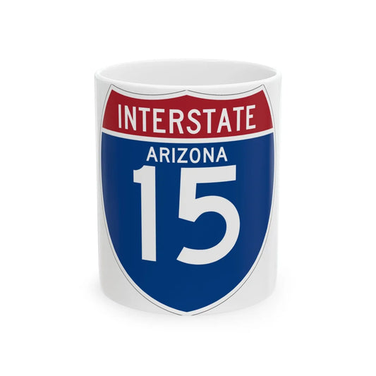 I-15 AZ (Arizona) (Road Sign) White Coffee Mug 11oz - Go Mug Yourself
