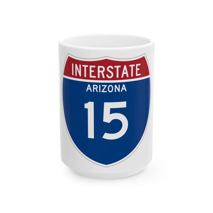 I-15 AZ Metric (Arizona) (Road Sign) White Coffee Mug 15oz - Go Mug Yourself
