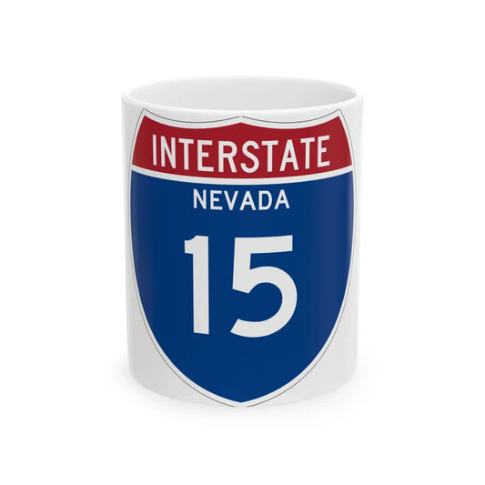 I-15 NV Metric (Nevada) (Road Sign) White Coffee Mug 11oz - Go Mug Yourself
