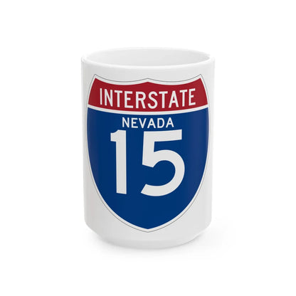 I-15 NV (Nevada) (Road Sign) White Coffee Mug 15oz - Go Mug Yourself