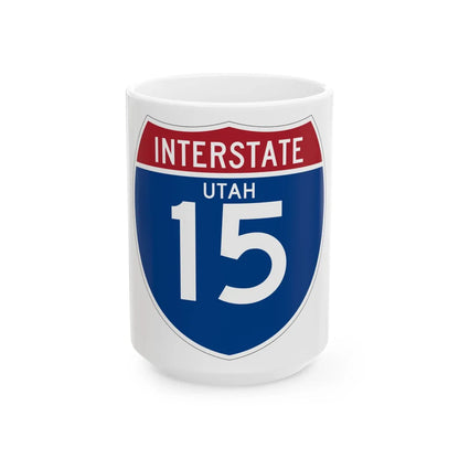 I-15 UT (Utah) (Road Sign) White Coffee Mug 15oz - Go Mug Yourself