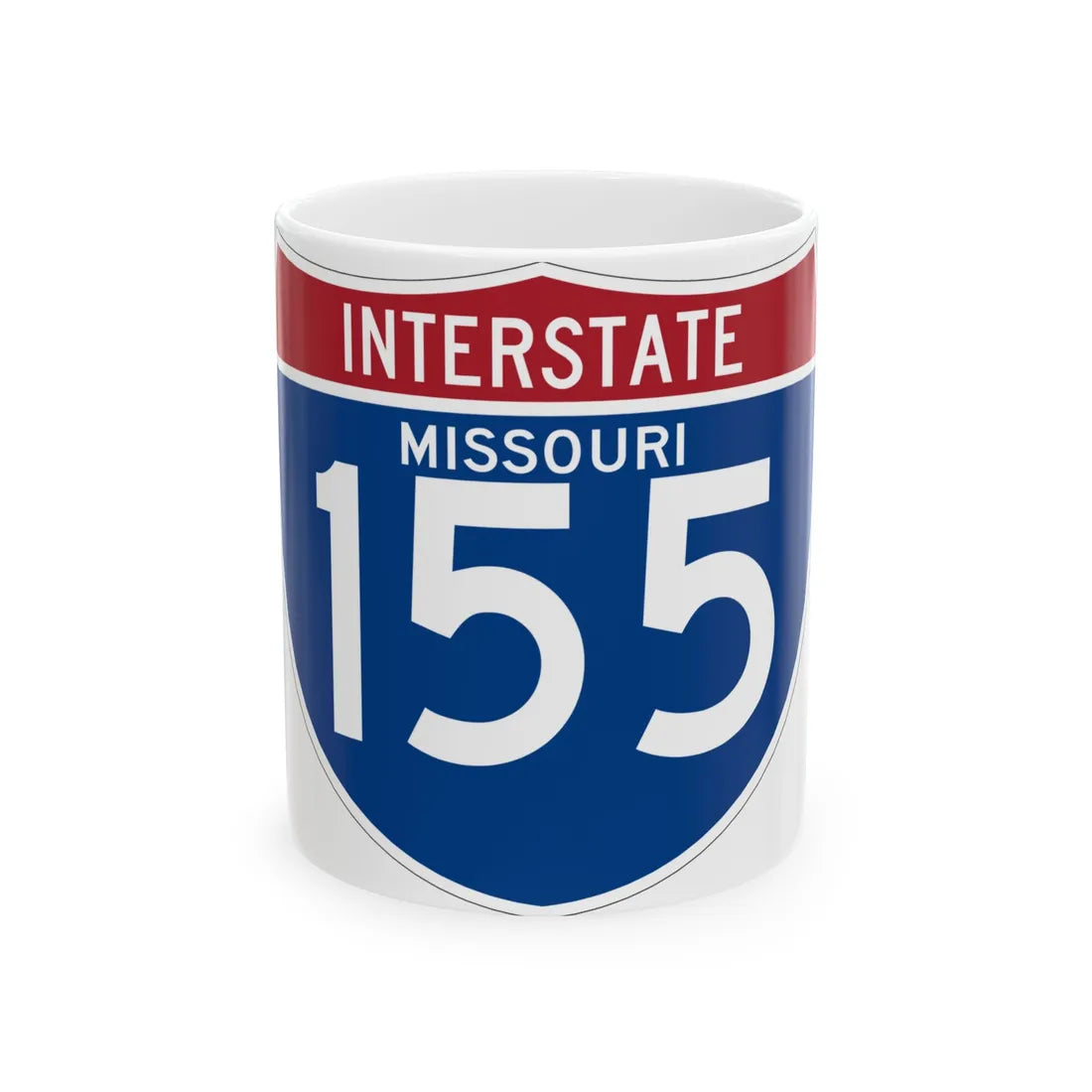 I-155 MO (Missouri) (Road Sign) White Coffee Mug 11oz - Go Mug Yourself