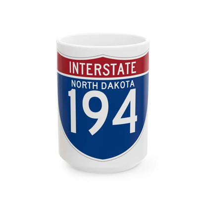 I-194 ND (North Dakota) (Road Sign) White Coffee Mug 15oz - Go Mug Yourself