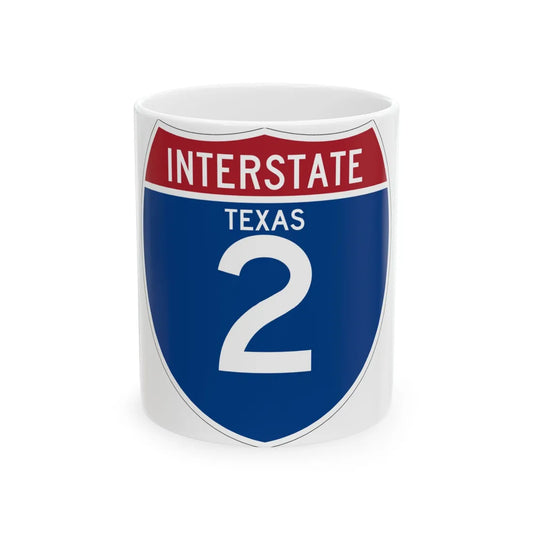 I-2 TX (Texas) (Road Sign) White Coffee Mug 11oz - Go Mug Yourself