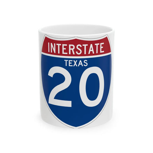 I-20 TX (Texas) (Road Sign) White Coffee Mug 11oz - Go Mug Yourself