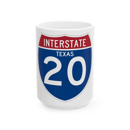I-20 TX (Texas) (Road Sign) White Coffee Mug 15oz - Go Mug Yourself