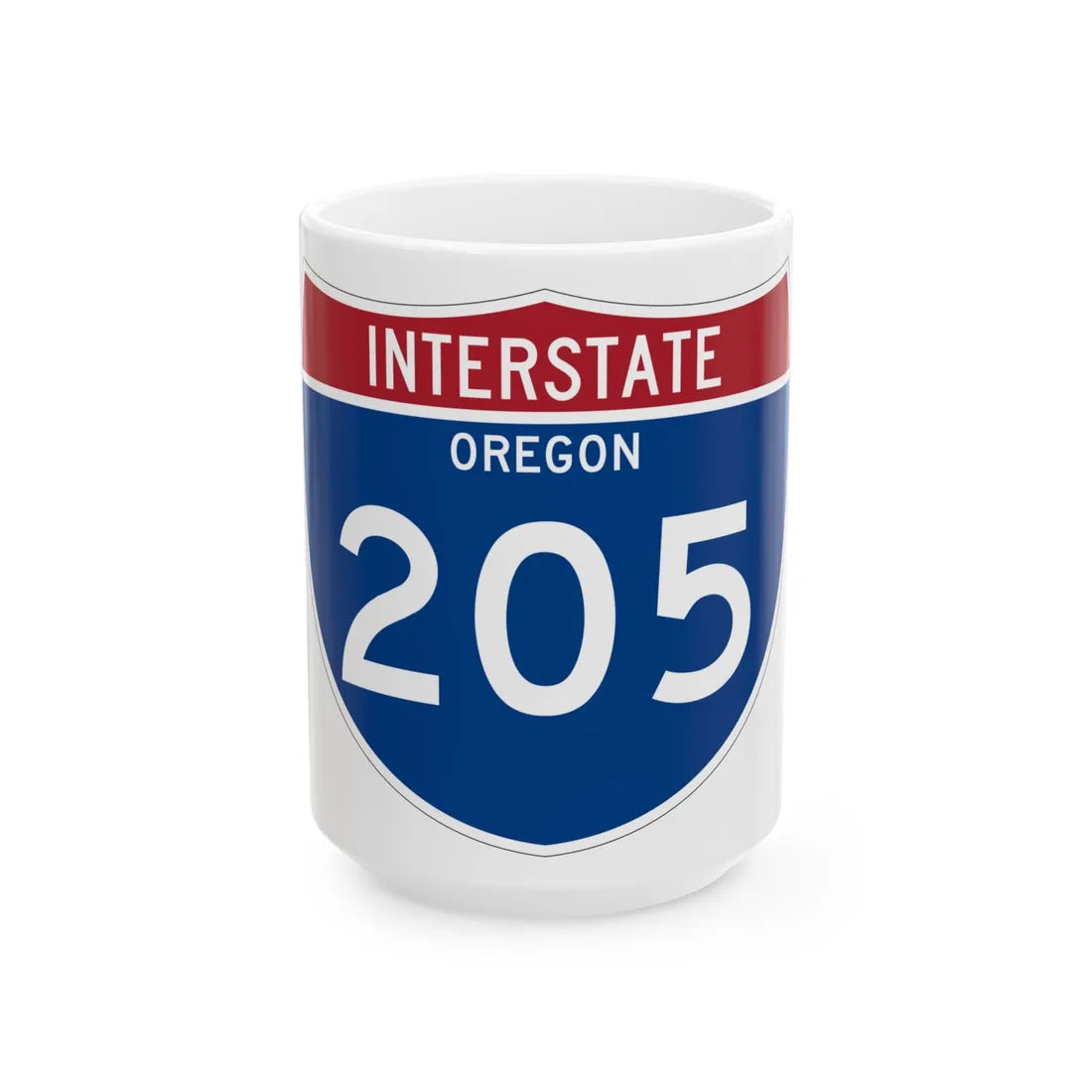 I-205 OR Metric (Oregon) (Road Sign) White Coffee Mug 15oz - Go Mug Yourself
