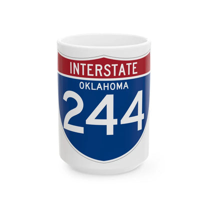 I-244 OK (Oklahoma) (Road Sign) White Coffee Mug 15oz - Go Mug Yourself