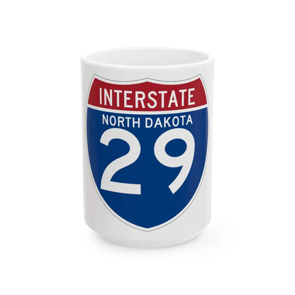 I-29 ND (North Dakota) (Road Sign) White Coffee Mug 15oz - Go Mug Yourself