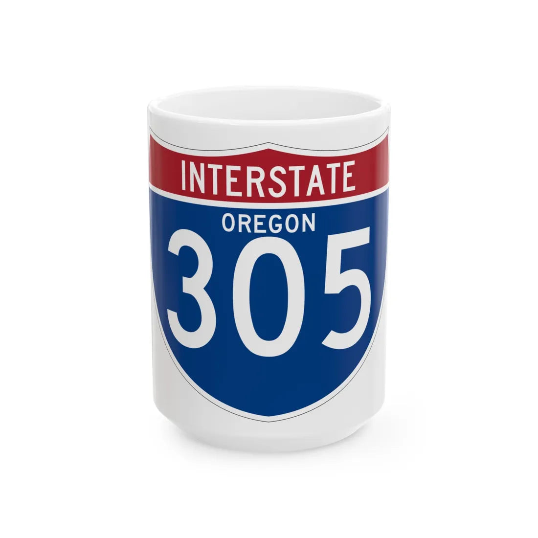 I-305 OR (Oregon) (Road Sign) White Coffee Mug 15oz - Go Mug Yourself