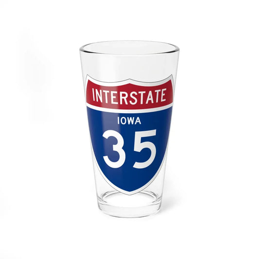 I-35 IA 1957 (Iowa) (Road Sign) Pint Glass 16oz 16oz - Go Mug Yourself