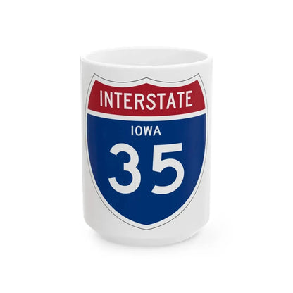 I-35 IA 1957 (Iowa) (Road Sign) White Coffee Mug 15oz - Go Mug Yourself