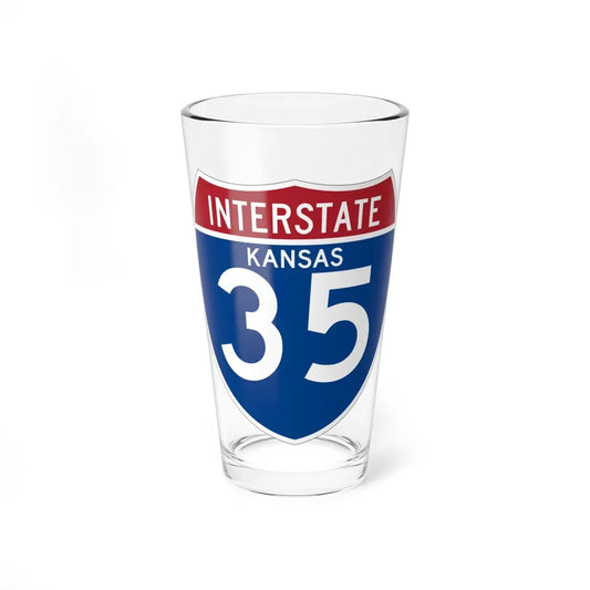 I-35 KS (Kansas) (Road Sign) Pint Glass 16oz 16oz - Go Mug Yourself
