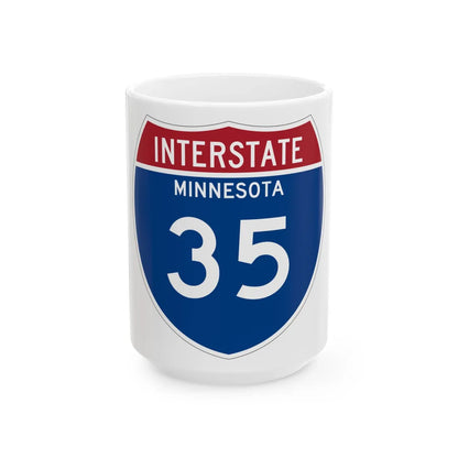 I-35 MN 1957 (Minnesota) (Road Sign) White Coffee Mug 15oz - Go Mug Yourself
